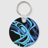 Zwart Blauw Haida Eagle Thunder Vogel Native Art Sleutelhanger (Achterkant)