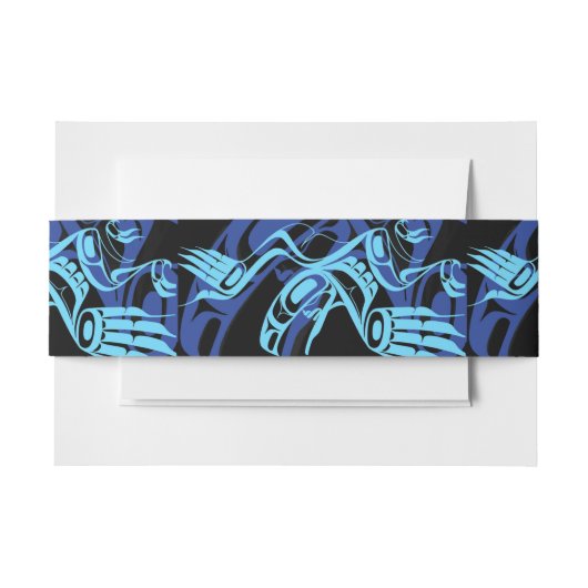 Zwart Blauw Haida Eagle Thunder Vogel Native Art Uitnodigingen Wikkel (Voorkant Voorbeeld)