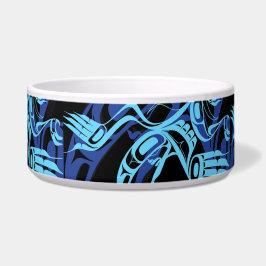 Zwart Blauw Haida Eagle Thunder Vogel Native Art Voerbakje