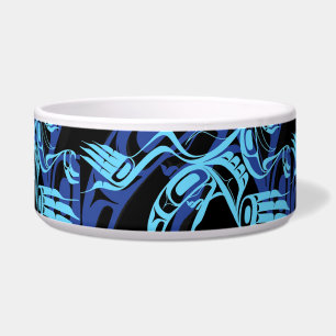Zwart Blauw Haida Eagle Thunder Vogel Native Art Voerbakje