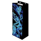 Zwart Blauw Haida Eagle Thunder Vogel Native Art Wijn Cadeautas (Achterkant Gekanteld)