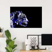 Zwart & Blauw Jaguar Pop Art Poster (Thuiskantoor)