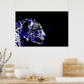 Zwart & Blauw Jaguar Pop Art Poster (Keuken)