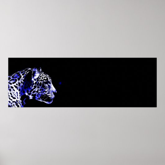 Zwart & Blauw Jaguar Pop Kunst Poster (Voorkant)