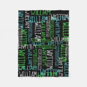 Zwart Blauw Jongens Gepersonaliseerde Douanenaam Fleece Deken (Voorkant)