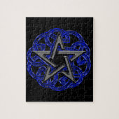 Zwart-blauw Keltisch pentagram Legpuzzel (Verticaal)