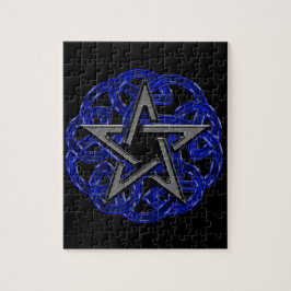 Zwart-blauw Keltisch pentagram Legpuzzel