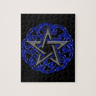 Zwart-blauw Keltisch pentagram Legpuzzel