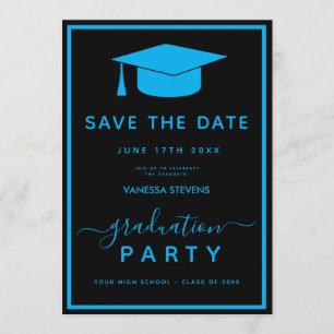 Zwart Blauw Klassieke Afstudeerdatum Bewaren Save The Date