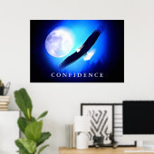 Zwart Blauw Landing Eagle Motivatie Vertrouwen Poster (Thuiskantoor)
