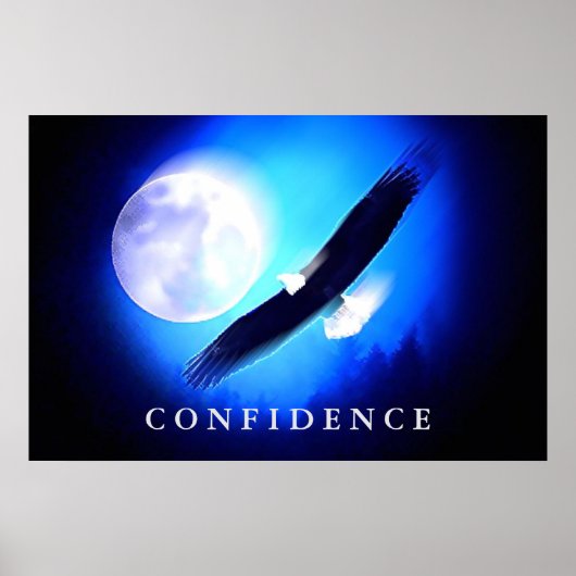 Zwart Blauw Landing Eagle Motivatie Vertrouwen Poster (Voorkant)