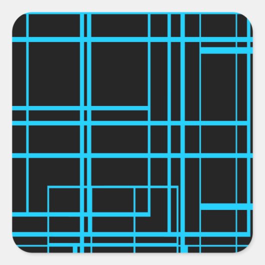 Zwart & Blauw Laserontwerp Vierkante Sticker (Voorkant)
