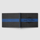 Zwart & Blauw Leer Zwart Swirl Accent Gastenboek (Volledig)