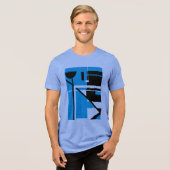 Zwart Blauw MCM-geïnspireerde geometrische vormen  Tri-Blend Shirt (Voorkant volledig)