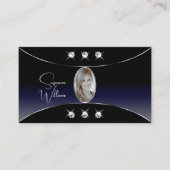 Zwart blauw met Silver Decor Diamonds en Foto Visitekaartje (Voorkant)