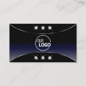 Zwart blauw met Silver Decor Diamonds en Logo Visitekaartje (Voorkant)