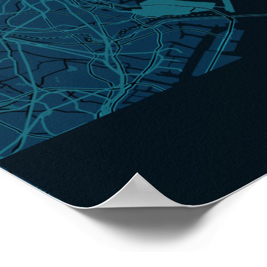 Zwart-blauw Minimalistisch Tokyo City Poster (Hoek)