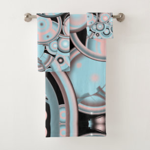 Zwart Blauw Mocha Roze Verlopen Concentrische Cirk Bad Handdoek