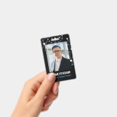 Zwart Blauw Moleculen ID Foto Badge (Handheld)
