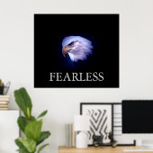 Zwart & Blauw Motivatie Fearless Eagle Poster (Thuiskantoor)