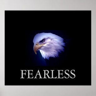 Zwart & Blauw Motivatie Fearless Eagle Poster