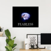 Zwart & Blauw Motiverend Fearless Eagle Poster (Thuiskantoor)