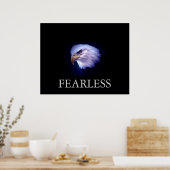 Zwart & Blauw Motiverend Fearless Eagle Poster (Keuken)