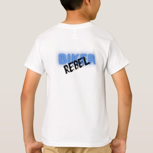 Zwart & blauw motorfiets graffiti grijs t-shirt (Achterkant)