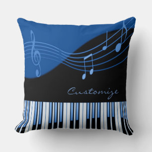 Zwart & Blauw Muziek Melodie Kussen