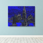Zwart Blauw New York City Pop Art Canvas Afdruk (Insitu (Houten vloer))