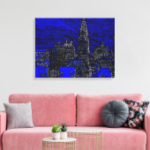 Zwart Blauw New York City Pop Art Canvas Afdruk (Insitu (Woonkamer))
