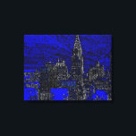 Zwart Blauw New York City Pop Art Canvas Afdruk<br><div class="desc">Brooklyn Bridge,  River and Manhattan Cityscape,  Skyscrapers en Buildings</div>