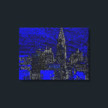 Zwart Blauw New York City Pop Art Canvas Afdruk<br><div class="desc">Brooklyn Bridge,  River and Manhattan Cityscape,  Skyscrapers en Buildings</div>