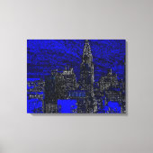 Zwart Blauw New York City Pop Art Canvas Afdruk (Voorkant)