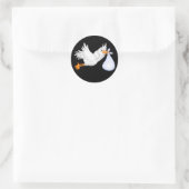 Zwart Blauw Ooievaar Baby shower Stickers (Tas)