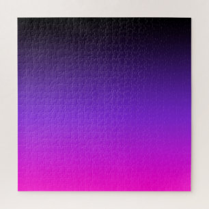 Zwart Blauw Paars en Neon Roze Ombre Legpuzzel