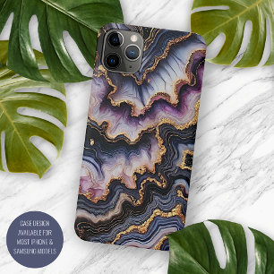 Zwart Blauw Paars Violet Goud Marmer Kunstpatroon Case-Mate iPhone Case