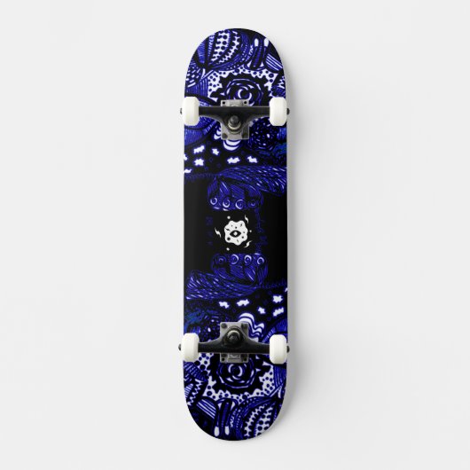 Zwart Blauw Persoonlijk Skateboard (Voorkant)