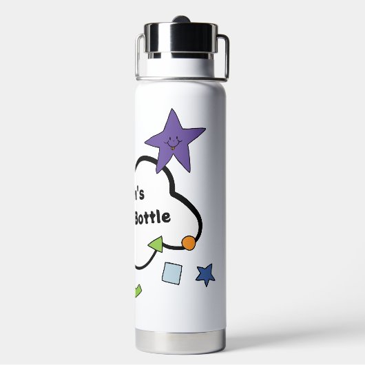 Zwart Blauw Persoonlijk Waterfles (Achterkant)