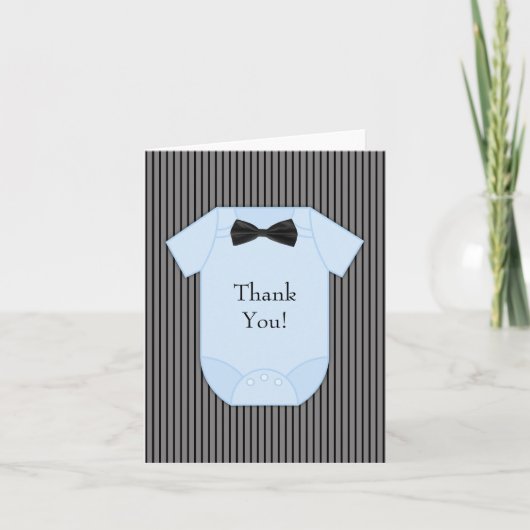 Zwart Blauw Pinstripe Baby Boy Bedankt Kaarten (Voorkant)