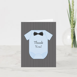 Zwart Blauw Pinstripe Baby Boy Bedankt Kaarten
