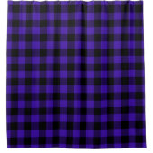 Zwart Blauw Plaid Douchegordijn (Voorkant)
