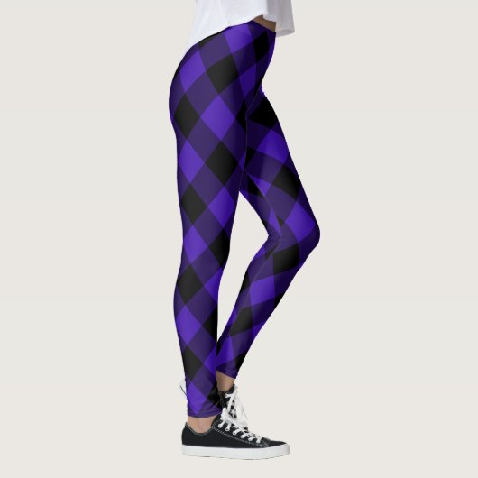 Zwart Blauw Plaid Leggings (Rechts)