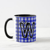 Zwart Blauw Plaid (Monogram, Naam)  Coffee Mok (Links)