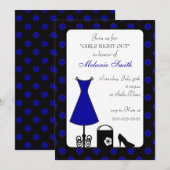 Zwart Blauw Polka Dot Girl's Night Out Kaart (Voorkant / Achterkant)