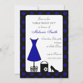 Zwart Blauw Polka Dot Girl's Night Out Kaart