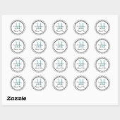 Zwart Blauw Polka Dots Bruiloft Favor Dank u Ronde Sticker (Vel)
