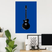 Zwart Blauw Pop Art Electric Guitar Poster (Thuiskantoor)