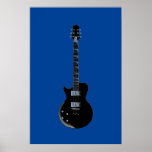 Zwart Blauw Pop Art Electric Guitar Poster<br><div class="desc">Muziekinstrumenten Illustraties van grafische ontwerpen</div>