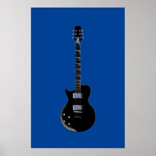 Zwart Blauw Pop Art Electric Guitar Poster